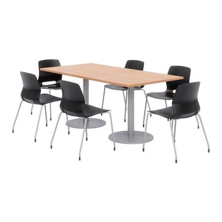 Kfi KFI Dining Table & Chair Set, 72"Lx36"W, Maple Table With Black Chairs OLTFL3672RA-B1922-SL-10776-OL2700-P10